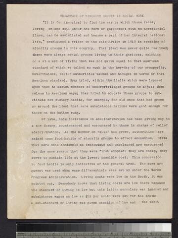 "Treatment of Racial Groups in Social Work"