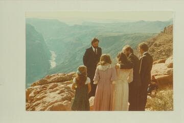 Melissa and Mark [Marc?] Smith's wedding.  Toroweap Point overlooking Vulcan Rapid