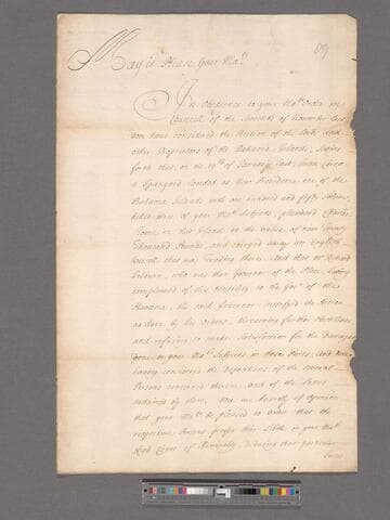 Great Britain. Privy Council. Committee for Trade and Plantations. Report concerning [satisfaction for damages caused by Spanish attacks on] the Bahama Islands