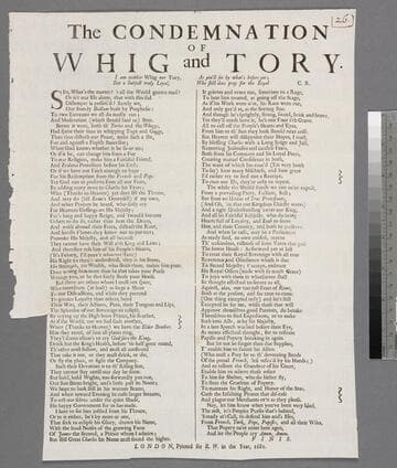 The condemnation of VVhig and Tory· I am neither Whig nor Tory, but a subject truly loyal, as you'll see by what's before yee  who still does pray for the royal C.R