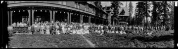 Group portrait at Tallac House, Lake Tahoe