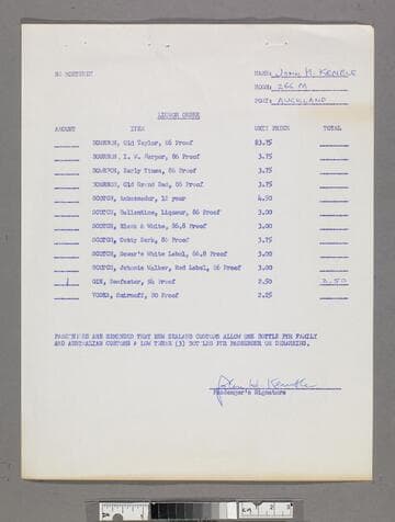 Liquor order