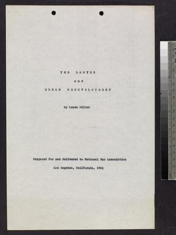 Speech: "The Lawyer and Urban Redevelopment"