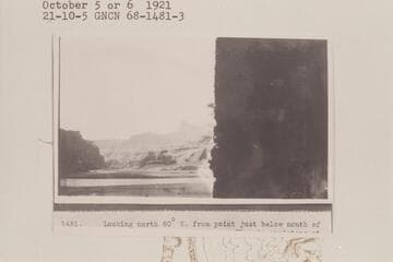 North 60 degrees W. from point just below mouth of Bridge Canyon on Colorado River. Wingate sandstone at river